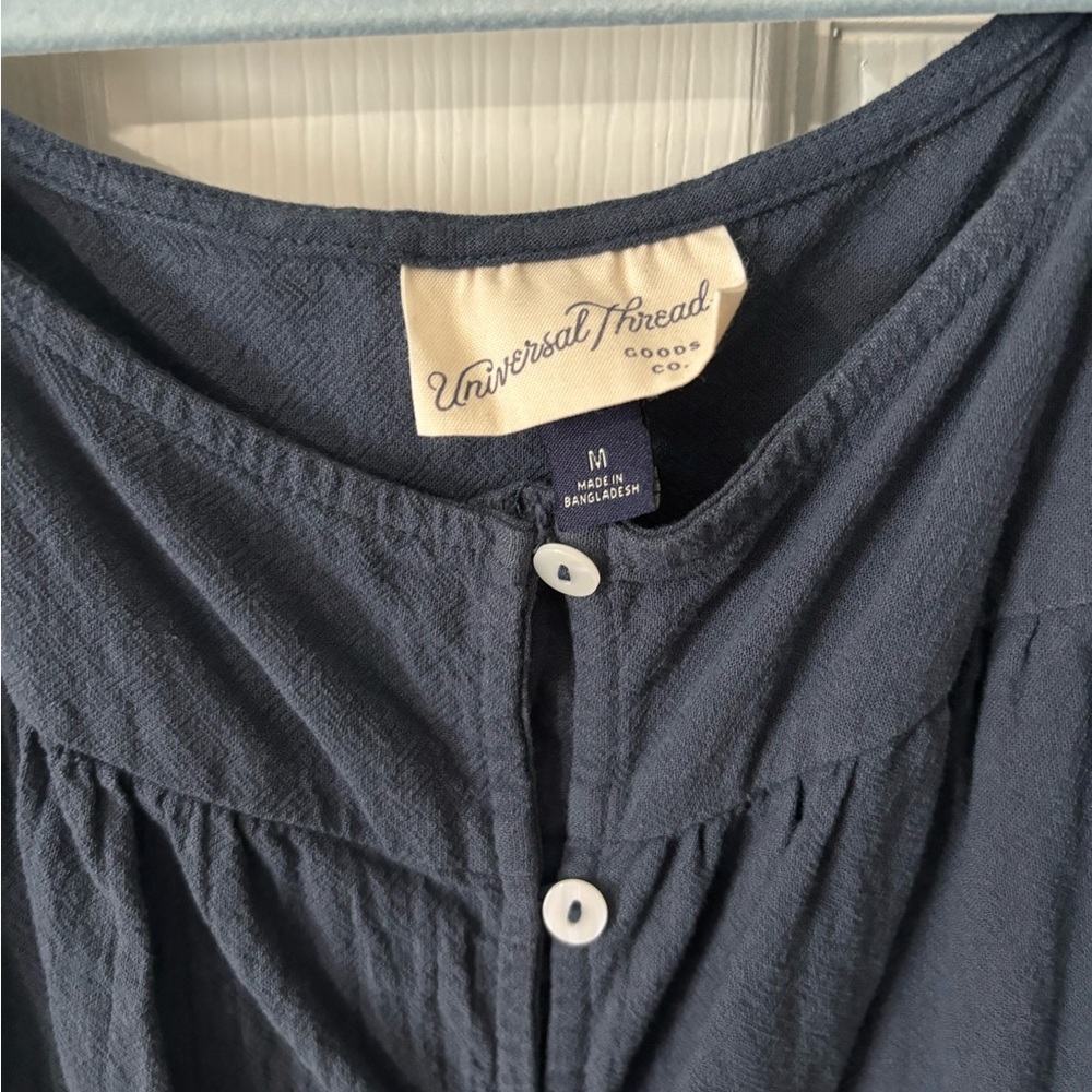 Universal Thread Dark Blue Button-Front Top - Picture 2 of 4